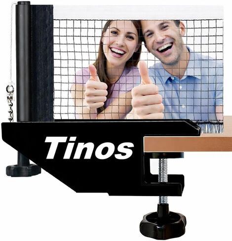 Tinos Professional Ping Pong Net Net Fits 1 "Max. Table Table | توتر وتعديل الارتفاع | Net Clamp Table Tennis Net & Post Set in Kuwait