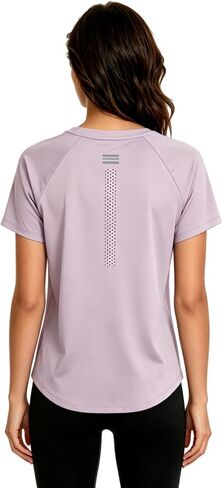 Women's Quick Dry Running Shirt UPF 50+ Laser Perforated Moisture Wicking Athletic Tee with Reflective Strips in Kuwait