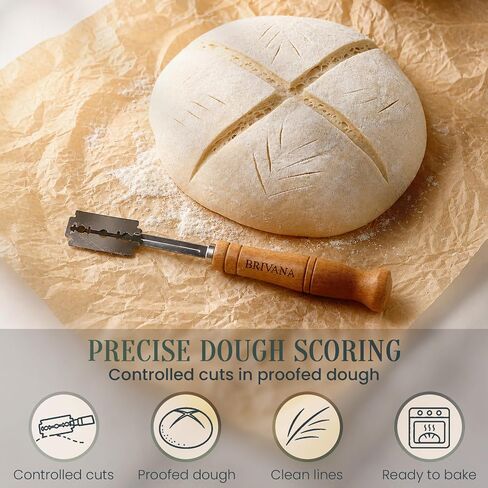 Bread Lame, Sourdough Scoring Tool for Bread Baking, Bread Scoring Tool with Beech Wood Handle, Protective Cover & 5 Replacement Blades in Kuwait