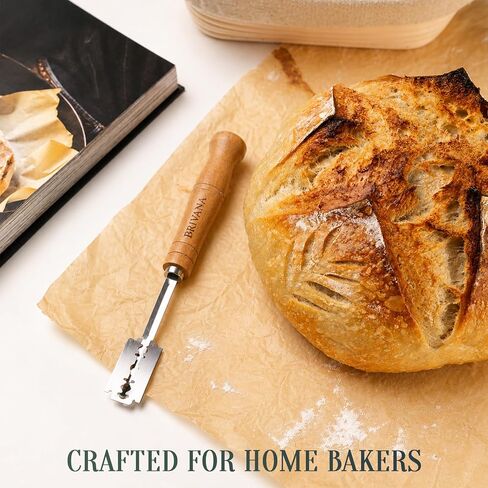 Bread Lame, Sourdough Scoring Tool for Bread Baking, Bread Scoring Tool with Beech Wood Handle, Protective Cover & 5 Replacement Blades in Kuwait