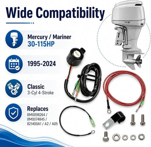 طقم مرسل حافة الميمنة 8M0098264 متوافق مع Mercury Mariner 30-115HP Outboards 1995-2024، يستبدل 821400A1/A2/A05، 8M0074845، مستشعر إمالة القارب متوافق مع 3-Cyl 4-Stroke الكلاسيكي in Kuwait