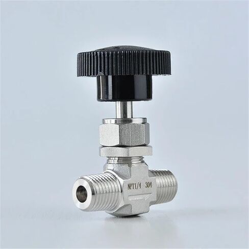1/4 3/8 1/2 lnch Stainless Steel Male Thread Globe Valve with Adjusting Rod Black Round Handle 1Pcs(1/4") in Kuwait
