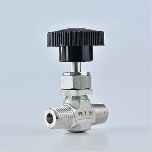 1/4 3/8 1/2 lnch Stainless Steel Male Thread Globe Valve with Adjusting Rod Black Round Handle 1Pcs(1/4") in Kuwait