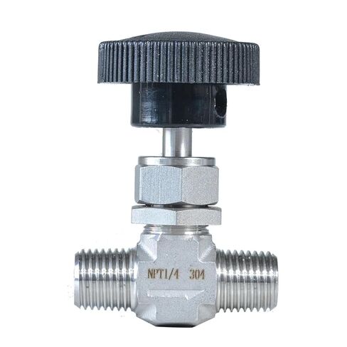 1/4 3/8 1/2 lnch Stainless Steel Male Thread Globe Valve with Adjusting Rod Black Round Handle 1Pcs(1/4") in Kuwait