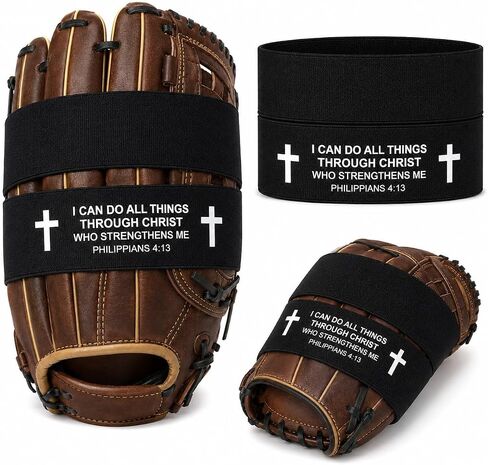 4pcs Softball Glove Wrap with Bible Verse, Speeds Up Break in Process Baseball & Softball Elastic Glove Wrap Strap Band Accessory for Quickly Keep Pocket Formed and Players in Kuwait