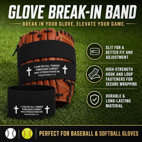 4pcs Softball Glove Wrap with Bible Verse, Speeds Up Break in Process Baseball & Softball Elastic Glove Wrap Strap Band Accessory for Quickly Keep Pocket Formed and Players in Kuwait