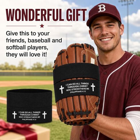 4pcs Softball Glove Wrap with Bible Verse, Speeds Up Break in Process Baseball & Softball Elastic Glove Wrap Strap Band Accessory for Quickly Keep Pocket Formed and Players in Kuwait