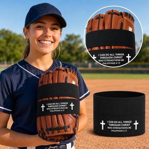 4pcs Softball Glove Wrap with Bible Verse, Speeds Up Break in Process Baseball & Softball Elastic Glove Wrap Strap Band Accessory for Quickly Keep Pocket Formed and Players in Kuwait