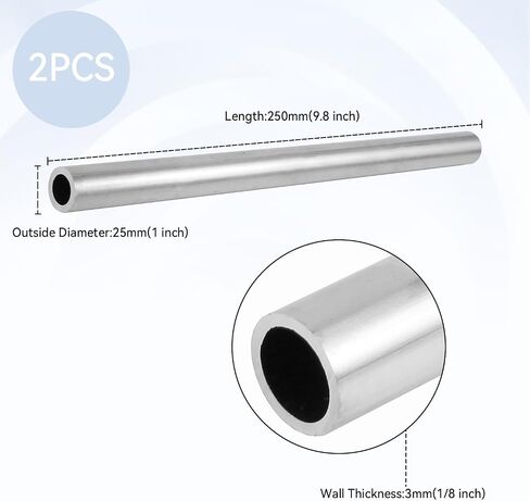 6061 أنبوب ألومنيوم 1 "OD x 1/8" جدار ثسيكنيس × 9.8 "طول أنابيب معدنية مستديرة لتصنيع الإطارات الهيكلية مدخل هواء ذاتي الصنع in Kuwait