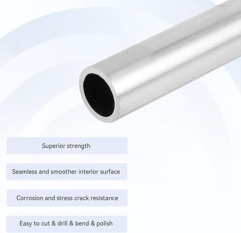 6061 أنبوب ألومنيوم 1 "OD x 1/8" جدار ثسيكنيس × 9.8 "طول أنابيب معدنية مستديرة لتصنيع الإطارات الهيكلية مدخل هواء ذاتي الصنع in Kuwait