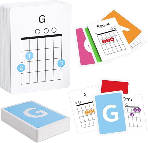 بطاقات الحبال الجيتار و Guitar chord Chart- 56 Guitar Chord Flash Cards Deck- Notes Guitar Notes بطاقة فلاش- أداة تعلم الجيتار المثالية ، ممارسة الجيتار ، أداة تدريب الغيتار Fretboard in Kuwait