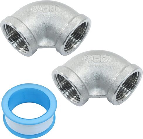 3/4" to 3/4" Female to Female NPT Threaded Pipe Fitting, 2Pcs 304 Stainless Steel 90 Degree Elbow for Industrial Plumbing, HVAC and Mechanical Systems in Kuwait