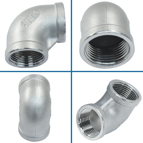 3/4" to 3/4" Female to Female NPT Threaded Pipe Fitting, 2Pcs 304 Stainless Steel 90 Degree Elbow for Industrial Plumbing, HVAC and Mechanical Systems in Kuwait