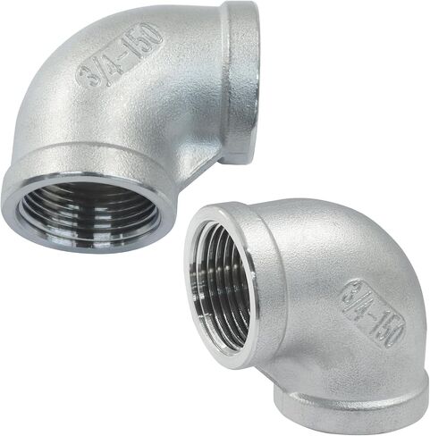 3/4" to 3/4" Female to Female NPT Threaded Pipe Fitting, 2Pcs 304 Stainless Steel 90 Degree Elbow for Industrial Plumbing, HVAC and Mechanical Systems in Kuwait