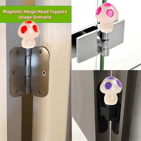 Cute Mini Creative Luminous Mushroom Hinge Heads Decorative Topper Set 6PCS, Home Decoration,Magnetic Hinge Head Toppers Door Hinge in Kuwait
