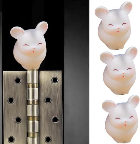 Cute Mini Creative Grey Flying Hamster, Mouse Hinge Heads Decorative Topper Set 3PCS, Home Decoration,Magnetic Hinge Head Toppers Door Hinge in Kuwait