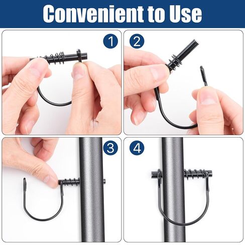 25 Pcs 1/4 in Trailer Coupler Pin with Spring, Round Safety Locking Pins, Stainless Steel Shaft Lock Pin for Trailer Hitch, Farm Equipment, Lawn Garden, Tractor (Black) in Kuwait