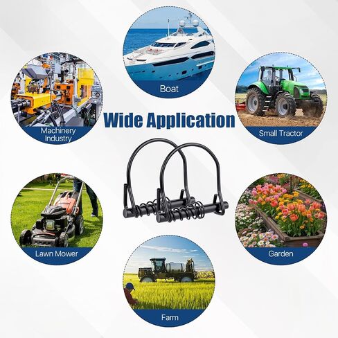 25 Pcs 1/4 in Trailer Coupler Pin with Spring, Round Safety Locking Pins, Stainless Steel Shaft Lock Pin for Trailer Hitch, Farm Equipment, Lawn Garden, Tractor (Black) in Kuwait