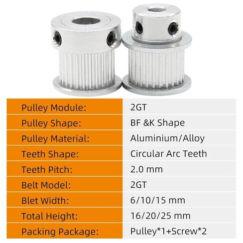 26T 28T GT2 Pulley Circle-arc Tooth Bore 4/5/6/6.35/7/8mm Width 6/10/15mm 26Teeth 28Teeth 1Pcs(5 mm - BF Shape,2pcs,28T-Belt Width 10mm) in Kuwait