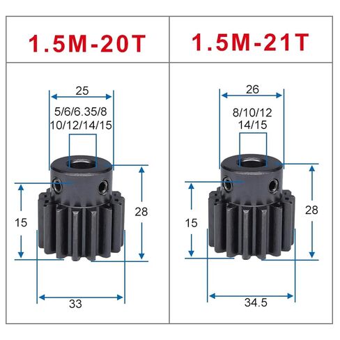 1.5M Spur Gear 22T Round/Keyway Hole SC45#Carbon Steel Bore 6-15Mm Height 15mm 1Pcs(8 mm,22T (Keyway Hole)) in Kuwait