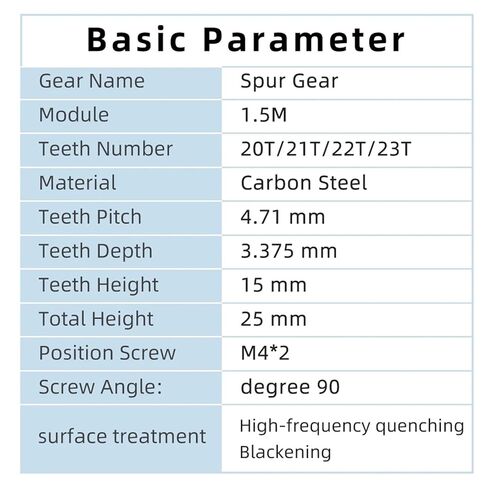 1.5M Spur Gear 22T Round/Keyway Hole SC45#Carbon Steel Bore 6-15Mm Height 15mm 1Pcs(8 mm,22T (Keyway Hole)) in Kuwait