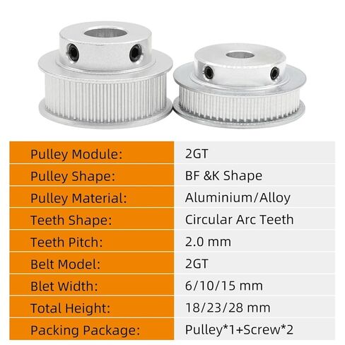 2GT Timing Pulley 60T 65T Circle-arc Tooth Pitch 2mm Width 5-12mm Bore 5-14 1Pcs(7 mm,60T-Belt Width 10mm) in Saudi Arabia
