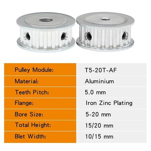 Gear T5-22T Bore 5/6/6.35/7/8/10/12/14/15/16/17/18/19/20mm Teeth Pitch 5mm 1Pcs(15 mm,11 mm) in Kuwait