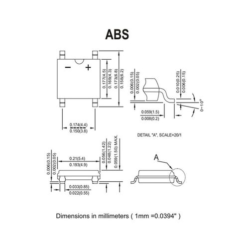 100 قطعة ABS210 SMD مقوم الجسر SOP-4 كومة 2A/1000V in Kuwait