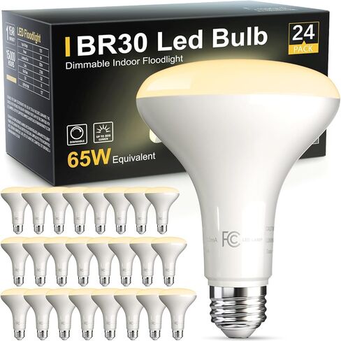 tjoy 12 حزمة BR30 لمبة ضوء الفيضانات في الأماكن المغلقة، 65W ما يعادل عكس الضوء أدى لمبة أضواء راحة، 2700K أبيض دافئ ناعم، E26 لمبات قاعدة لسقف المطبخ، يمكن راحة، استبدال المتوهجة، 9W، 800LM in Kuwait