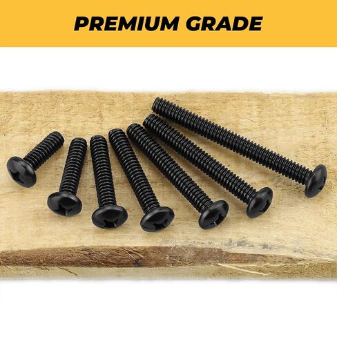 75pk #10-32 × 1-1/4 بوصة براغي ماكينة فيليب ذات الرأس الأسود، 304SS + لقمة | تتضمن لقمة 50 مم، فولاذ مقاوم للصدأ مطلي باللون الأسود 304 (18-8)، رأس مستدير للسيارات والآلات in Kuwait