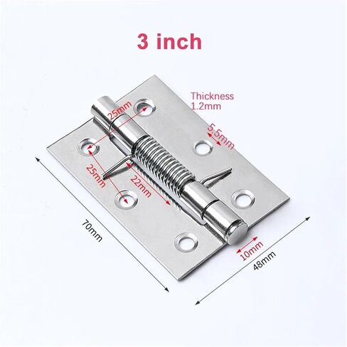Spring Loaded Hinges for Cabinets Self Closing Door 2inch 3inch 4inch Hardware 6/10Pcs(3inch 70x48x1.2mm,10pcs) in Kuwait