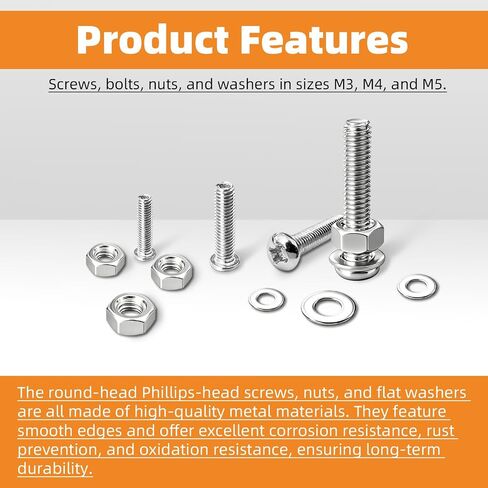 700PCS Metric Screw Set, Phillips Round Head Machine Screws, M3 M4 M5 Nuts and Bolts Assortment Kit, All-in-One Set for Electronics Devices, Appliance Repair, Electric Bike and Handmade DIY in Saudi Arabia