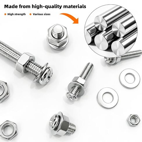 1020 PCS Metric Machine Screw Assortment Kit, Phillips Round Head Nuts and Bolts Set, M3 M4 M5 M6 Fastener Kit for Home Repair, DIY Projects, Electronics and Furniture Assembly in Saudi Arabia