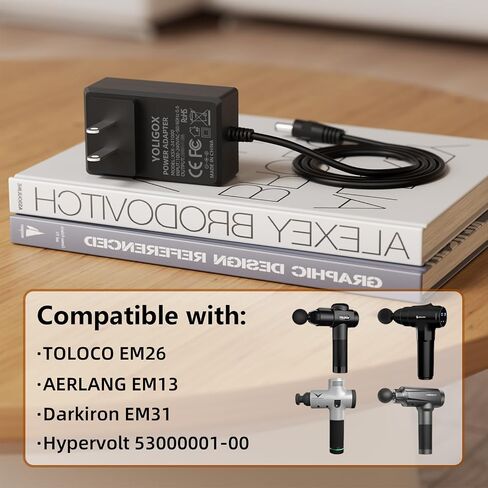 شاحن مسدس تدليك عالمي 24 فولت - متوافق مع TOLOCO EM26/AERLANG EM13/Darkiron EM31/Hypervolt 53000 001-00/42000 038-00، كابل محول الطاقة in Kuwait