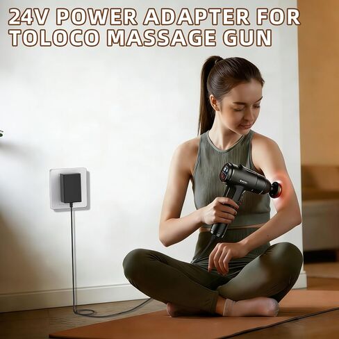 شاحن مسدس تدليك عالمي 24 فولت - متوافق مع TOLOCO EM26/AERLANG EM13/Darkiron EM31/Hypervolt 53000 001-00/42000 038-00، كابل محول الطاقة in Kuwait