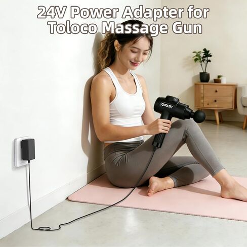 شاحن مسدس تدليك عالمي 24 فولت - متوافق مع TOLOCO EM26/AERLANG EM13/Darkiron EM31/Hypervolt 53000 001-00/42000 038-00، كابل محول الطاقة in Kuwait