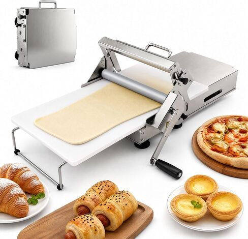 12In Folding Dough Sheeter, 304 Stainless Dough Roller Machine, 0.2–27mm Adjustable Thickness Pastry Laminator for Home & Small Bakery, Perfect for Pizza,Croissants,Dumpling Wrappers&Puff Pastry in Kuwait