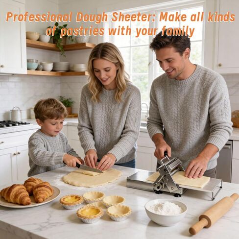 12In Folding Dough Sheeter, 304 Stainless Dough Roller Machine, 0.2–27mm Adjustable Thickness Pastry Laminator for Home & Small Bakery, Perfect for Pizza,Croissants,Dumpling Wrappers&Puff Pastry in Kuwait