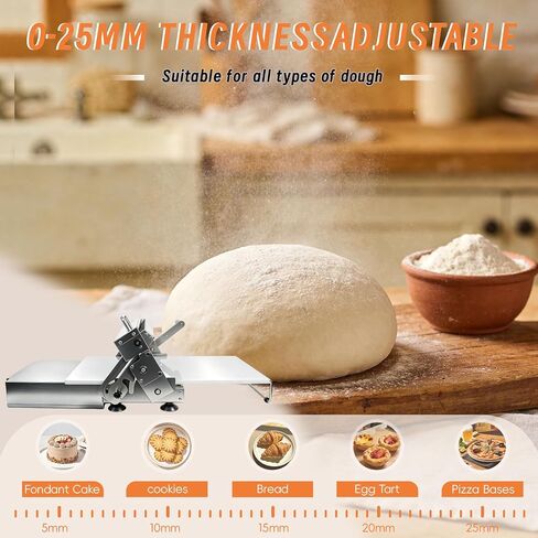 12In Folding Dough Sheeter, 304 Stainless Dough Roller Machine, 0.2–27mm Adjustable Thickness Pastry Laminator for Home & Small Bakery, Perfect for Pizza,Croissants,Dumpling Wrappers&Puff Pastry in Kuwait
