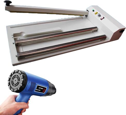 Manual Shrink Film Machine with Hot Air Gun for PVC POF Film, Simultaneous Sealing and Cutting for Efficient Packaging in Kuwait