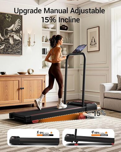 Walking Pad with Vibration Plate 15% Incline Walking Pad 3.0HP Portable Under Desk Treadmills for Home 265LBS Vibration Plate Combo with Remote Control in Kuwait
