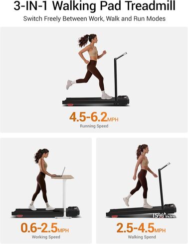 Walking Pad with Vibration Plate 15% Incline Walking Pad 3.0HP Portable Under Desk Treadmills for Home 265LBS Vibration Plate Combo with Remote Control in Kuwait