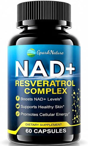 مكمل NAD+ - مكملات NAD للنساء والرجال - مركب Liposomal NAD+ ريسفيراترول مع يوروليثين A، CoQ10 - يعزز مستويات NAD+، الطاقة الخلوية والبشرة الصحية - تم اختباره من قبل طرف ثالث - 60 كبسولة in Kuwait