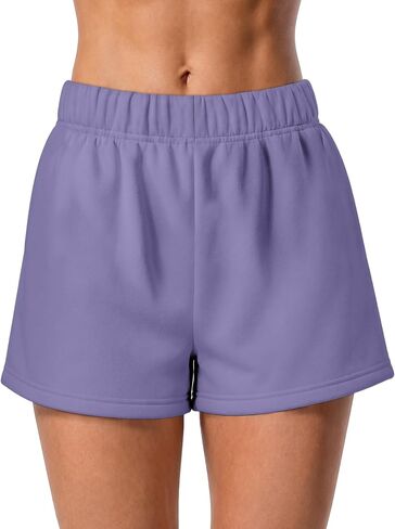 KISSMODA Women High Waist Fleece Lounge Shorts with Pockets Loose Casual Workout Sweat Shorts for Summer Fall Loungewear in Kuwait
