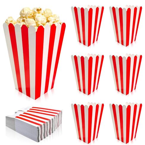 50Pcs Popcorn Boxes,Mini Striped Paper Popcorn Boxes,Perfect for holding popcorn,mini cakes,small cookies,Ideal for Family Parties, Movie Theaters, and Holiday Events(Pink) in Kuwait