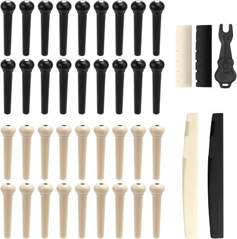 36pcs Guitar Bridge Pins, Guitar Pegs Parts Replacement Tool, Acoustic Guitar String Pegs Puller Remover, Acoustic Guitar Saddle Nut, String Winder and Cutter Kit for Guitar Part Accessories in Saudi Arabia
