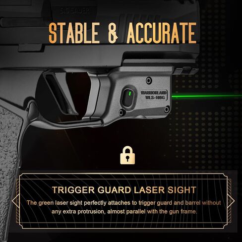 WARRIORLAND Trigger Laser Sight Tailored Fit P365X Macro Green Beam Sight, Gun Sight with Ambidextrous On/Off Switch & Power Indicator, WLS-109G in Kuwait