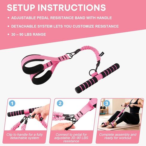 Sit Up Assist Strap, Multifunctional Foot Pedal Resistance Band Set 30-90LB, Adjustable Strength Home Gym Fitness Equipment for Full Body Workout – Portable Home Gym for Men & Women in Kuwait