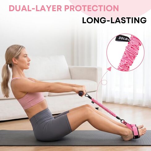 Sit Up Assist Strap, Multifunctional Foot Pedal Resistance Band Set 30-90LB, Adjustable Strength Home Gym Fitness Equipment for Full Body Workout – Portable Home Gym for Men & Women in Kuwait