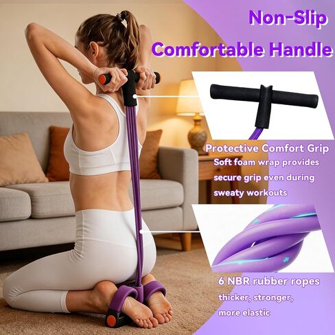 Pedal Resistance Band with Handle, Resistance Bands with Handles, Multifunctional Pedal Resistance Band, 6-Tube Yoga Stretch Bands for Exercise in Kuwait